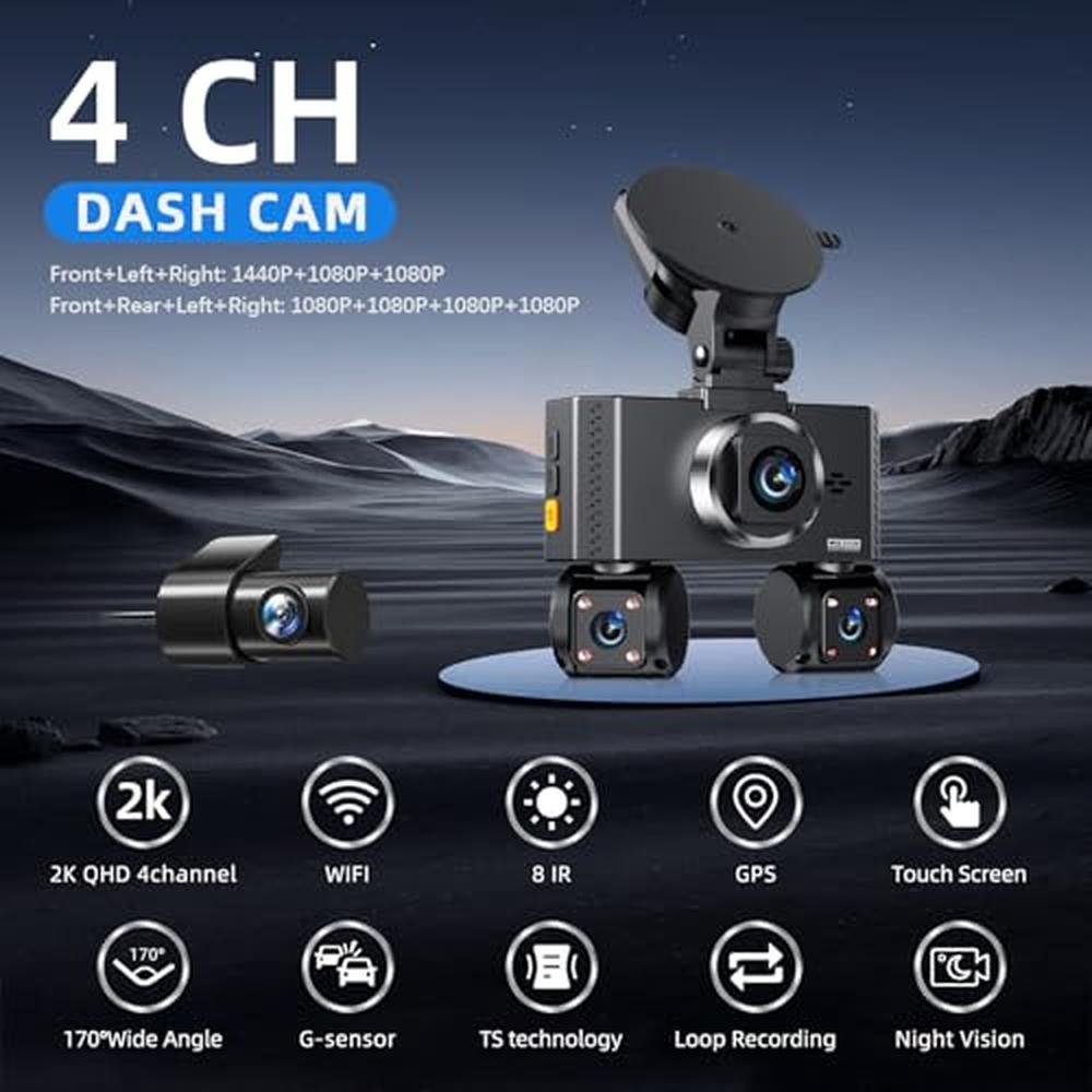 Channel Click Dash Channel Dash Cam | 4 Channel Dash Cam Front and Rear 360Dash Camera for ...