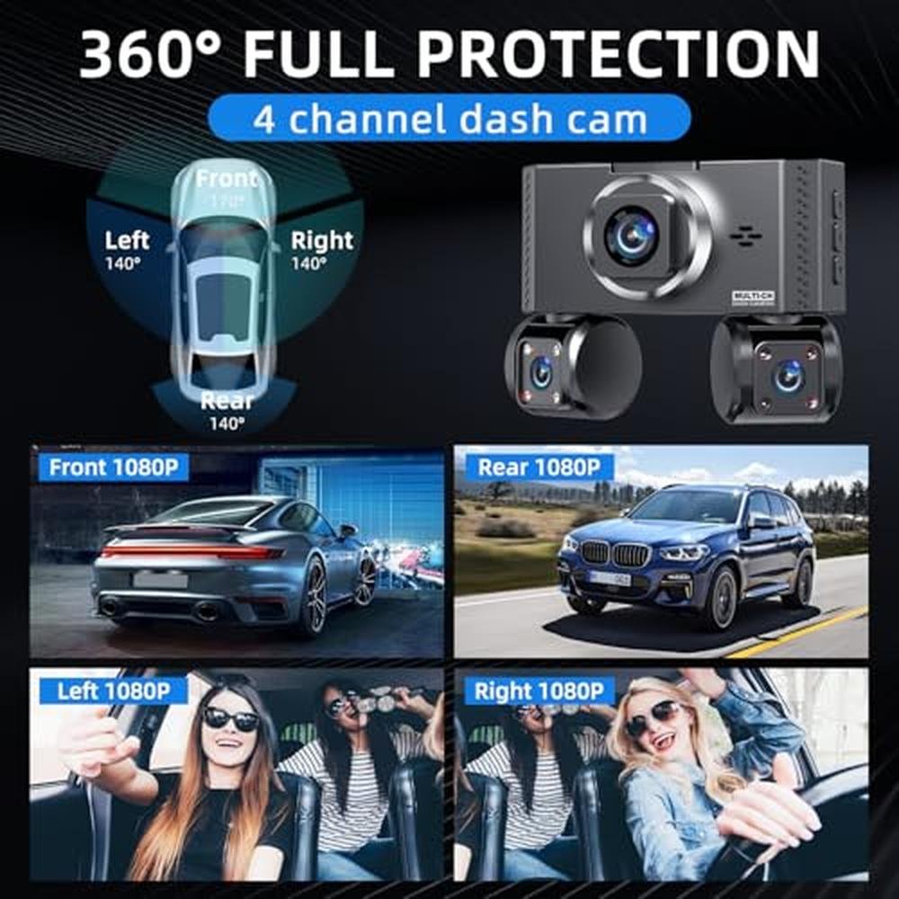 Channel Click Dash Channel Dash Cam | 4 Channel Dash Cam Front and Rear 360Dash Camera for ...