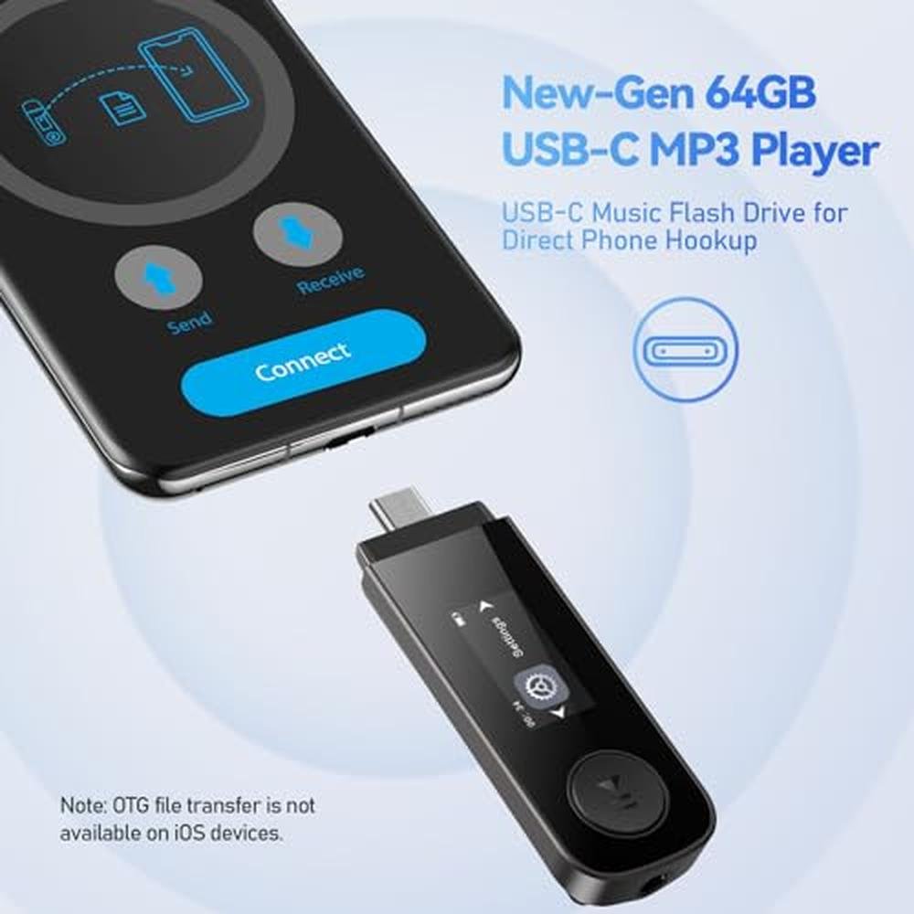 MP3 Player 64GB | AGPTEK U5PL 2-in-1 Type-C USB Music Player with ...