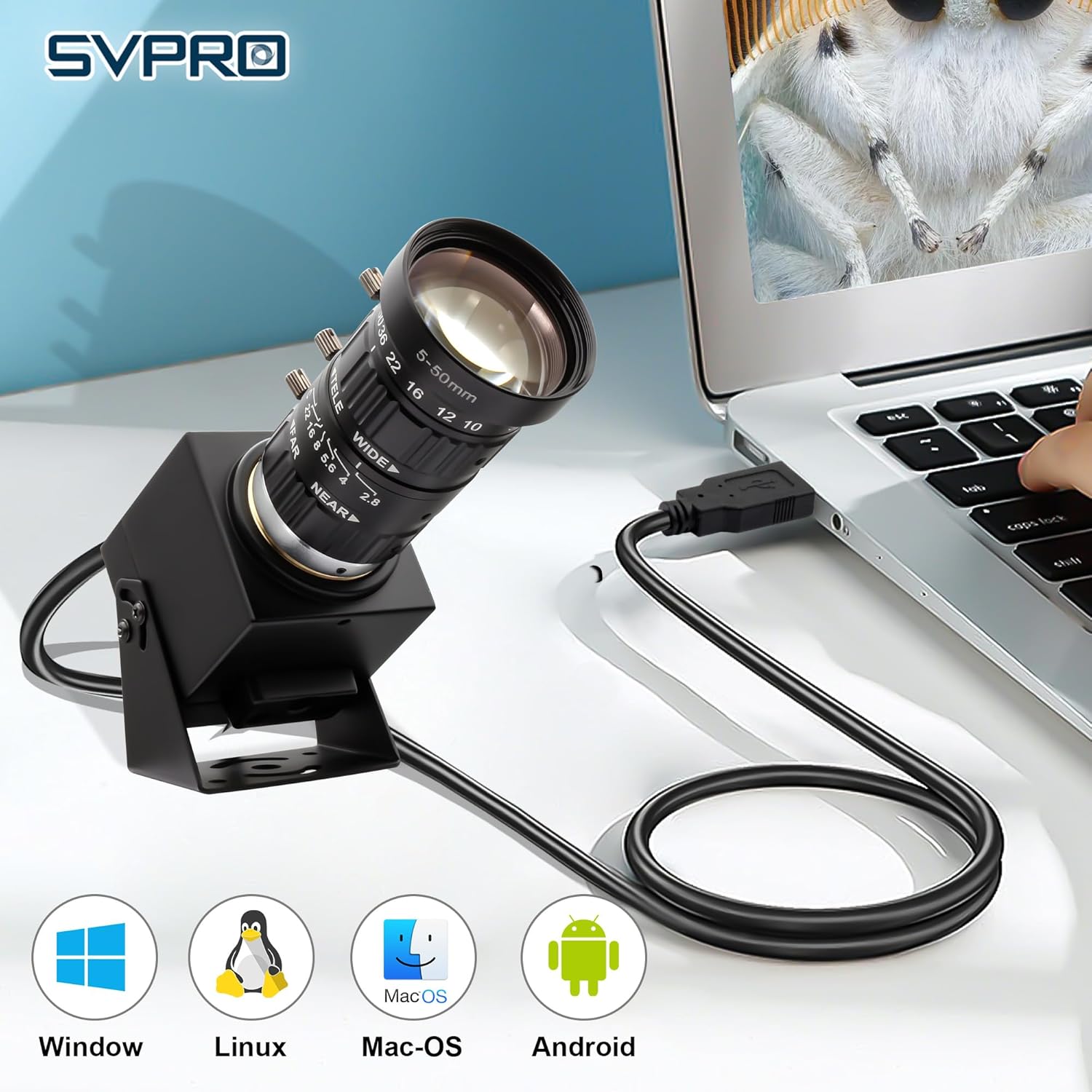 Usb Extender Camera SVPRO 48MP USB Camera with 5-50mm Zoom Lens, Ultra High Definition 800 ...