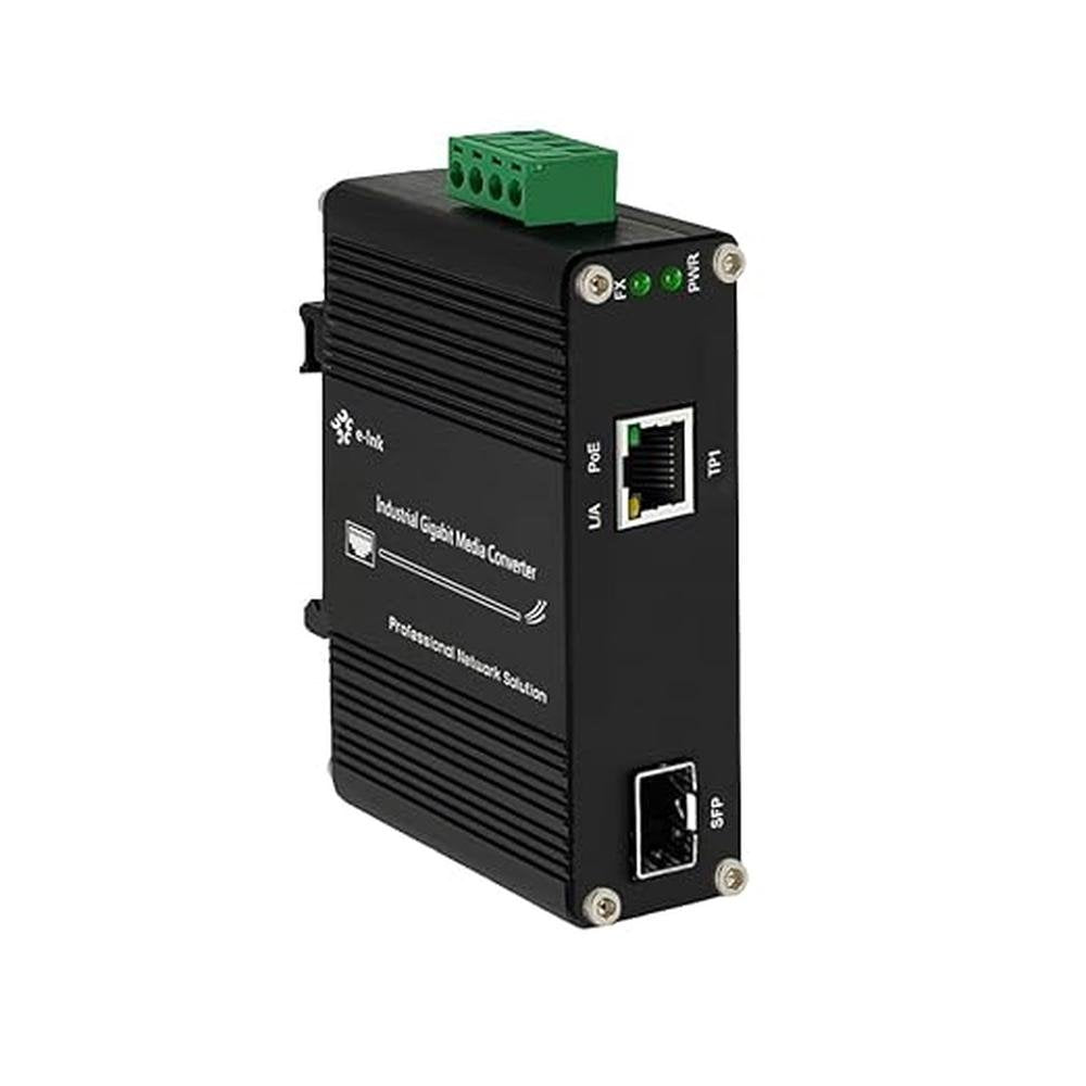 E-link Industrial Gigabit 60W PoE Media Converter Hardened Ultra PoE++ ...