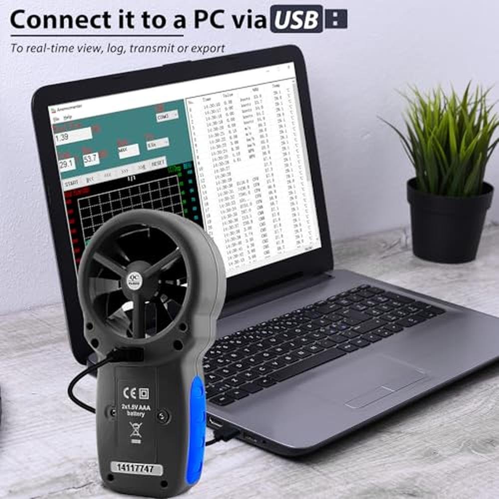 Hvac Measuring Instruments HVAC CFM Anemometer, AIOMEST Handheld Air Flow Meter Measuring Wind Sp ...