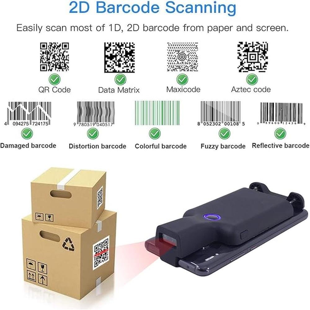 Symcode Portable Barcode Clip | Symcode Wireless Bluetooth Scanner | 1 ...