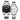 Couple Watches Men and Women Gold Silver Stainless Steel Watch Fashion his and Hers Watches Set (Black White)