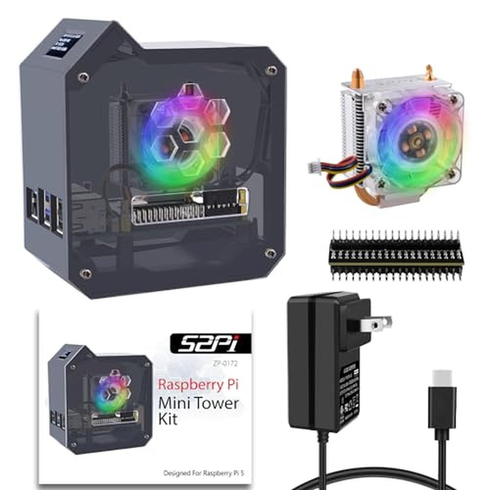 Tower Pro To Raspi Tower Raspberry Pi 5 | GeeekPi Mini Tower Kit with 27W Power Supply ...