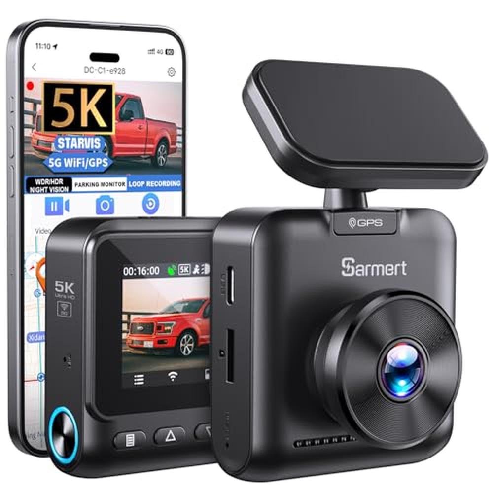 Dash Sensor | Sarmert C1 5K Dash Cam Front Built-in GPS and 5G WiFi ...