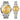 Aroncent Valentines Couple Pair Watches: 2Pcs His and Hers Watches Stainless Steel Waterproof Quartz Analog Wrist Watch - Gifts Set for Lovers Men Women - Style 10