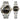 Aroncent Valentines Couple Pair Watches: 2Pcs His and Hers Watches Stainless Steel Waterproof Quartz Analog Wrist Watch - Gifts Set for Lovers Men Women - Style 9