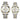 Aroncent Valentines Couple Pair Watches: His and Hers Waterproof Watches with Three Eyes Roman Numerals Dial Calendar Luminous Hands - Quartz Analog Wristwatches for Men and Women - Gold White