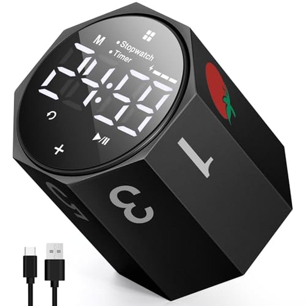 Digital Pomodoro Timer | Frosted Metal Productivity Cube Timer | Large ...