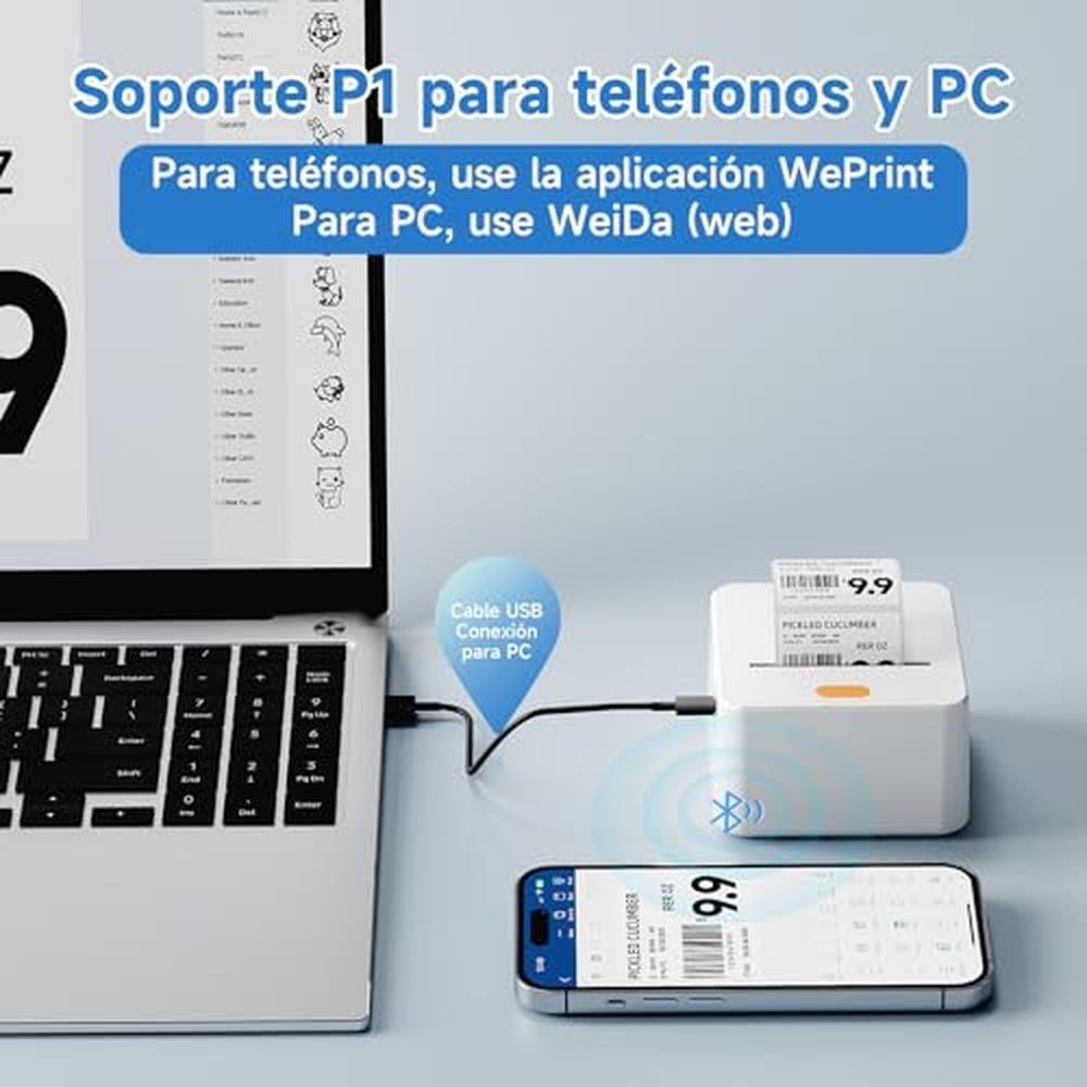Label P1 Label Maker | DETONGER P1 2-Inch Thermal Printer | Portable Bluetooth ...