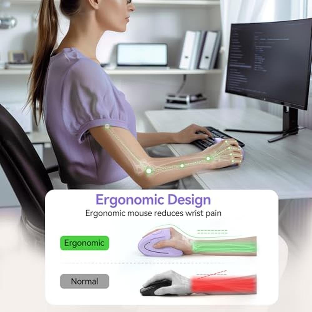 Ergonomic Wireless Mouse | TECKNET M003 2.4GHz USB Vertical Silent ...