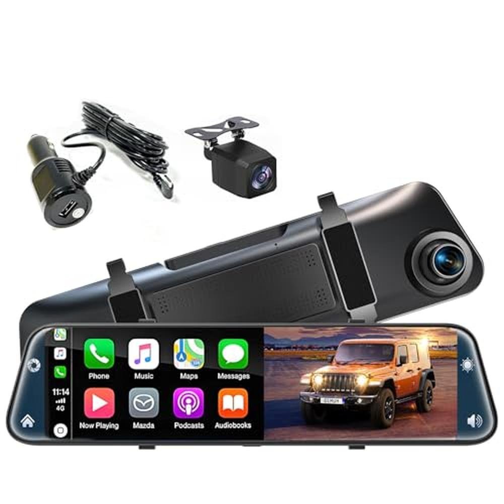Unwired Rear Mirror Camera Mirror Camera | 12'' Rearview Mirror Camera with CarPlay and Android ...