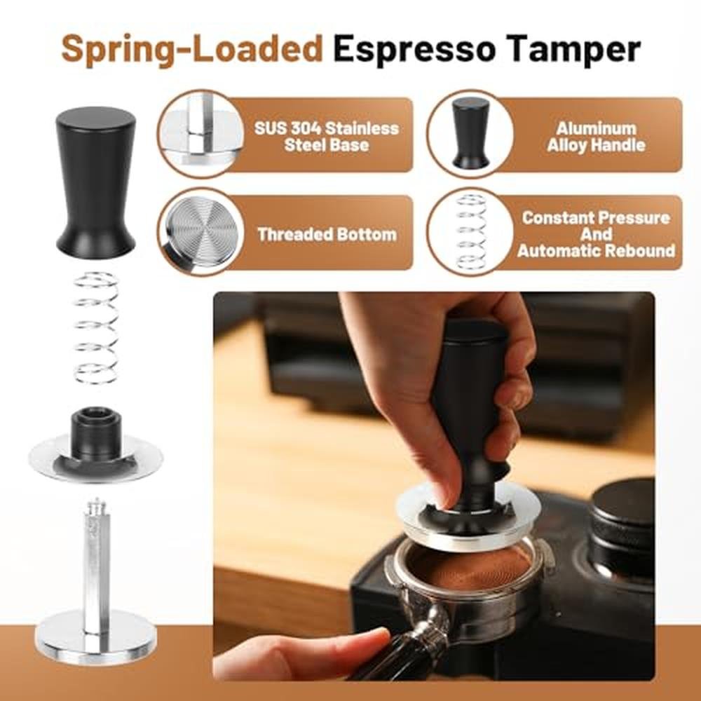 Latte Accessory Kit Premium Espresso Accessories Kit | BUWILRQ 53mm Spring-Loaded Tamper ...