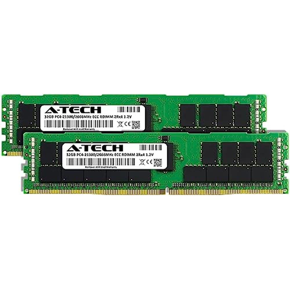 Ecc Rdimm Tech ECC | A-Tech 64GB Kit 2x32GB DDR4 2666MHz PC4-21300 ECC RDIMM ...
