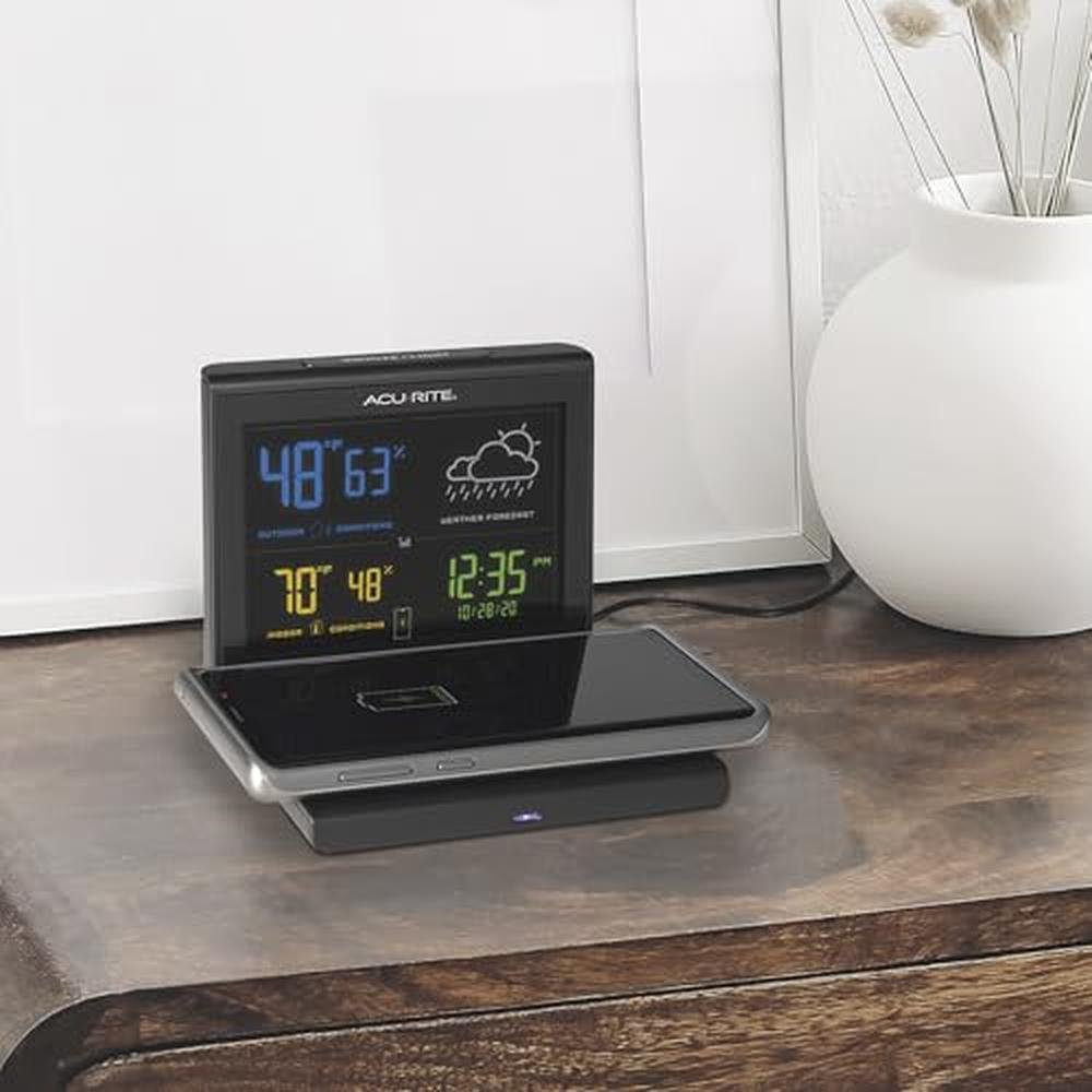 Acu Rite Weather Clock Acurite Weather Forecaster | Acurite 01193M Black | Wireless Charging ...