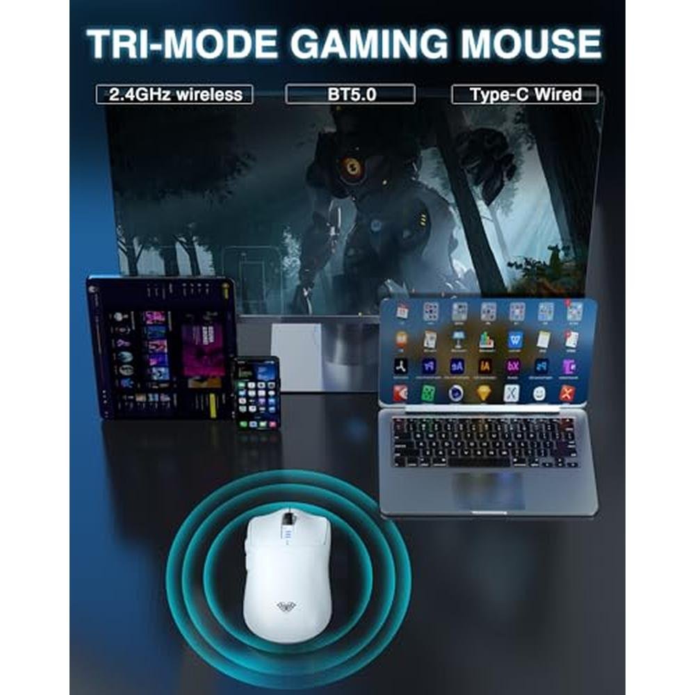 Mouse Sc 100 AULA SC580 Wireless Gaming Mouse, Tri-Mode 2.4G/BT5.0/USB-C Gaming Mou ...