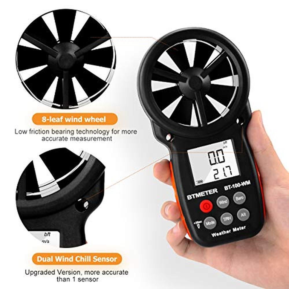 Wind Barometer Sensor Wind Btmeter | Digital Anemometer Barometer Handheld for Wind Speed ...