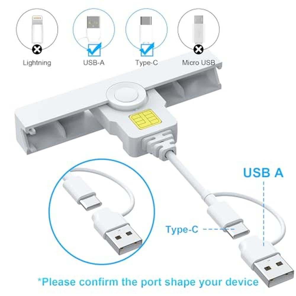 CAC Card Reader 2 in 1 USB/Type C Dual Connector, DOD Military USB Com ...