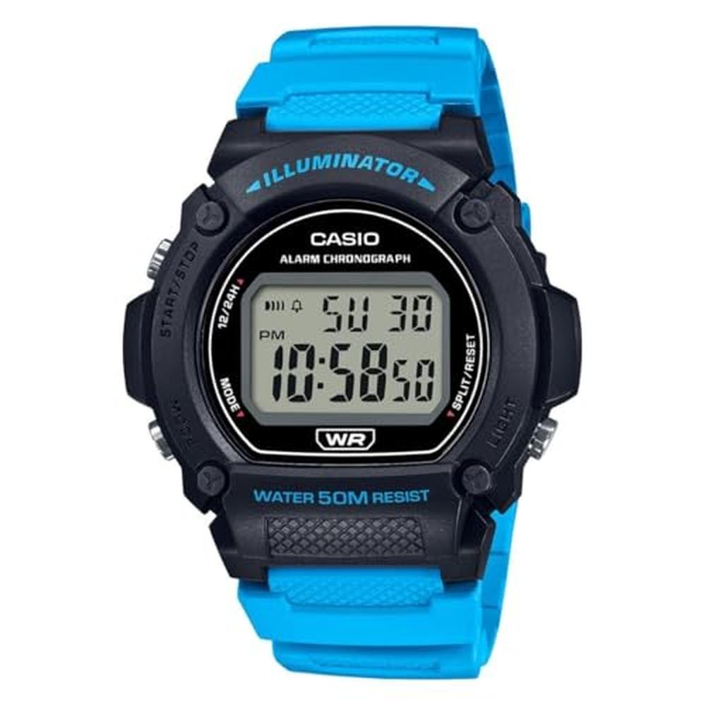 Casio Led Backlight SEC Casio Watch | Casio W219H Series Digital Illuminator Blue Black 50m ...