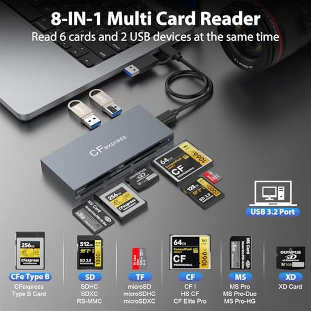Type:reader Game CFexpress Reader | Premium 8-in-1 Multi CFexpress Type B Card Reader ...