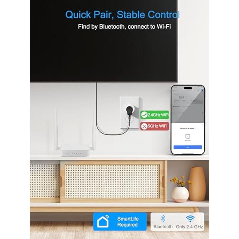 Smart Fi EIGHTREE 15A Smart Plug, Wi-Fi & Bluetooth Smart Outlet for High-Power ...