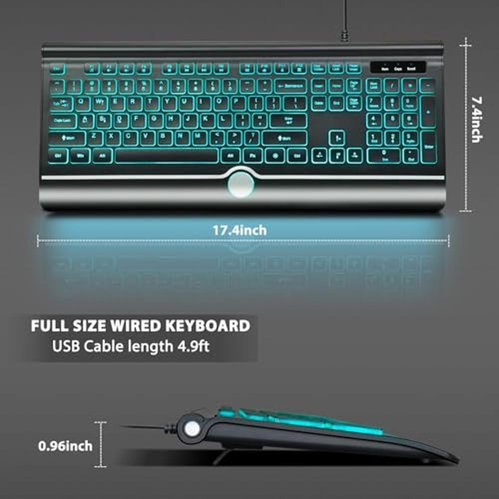 Computer Keyboard Wire Backlit Keyboards | HeengYanson 7-Color Backlit Wired Keyboard ...
