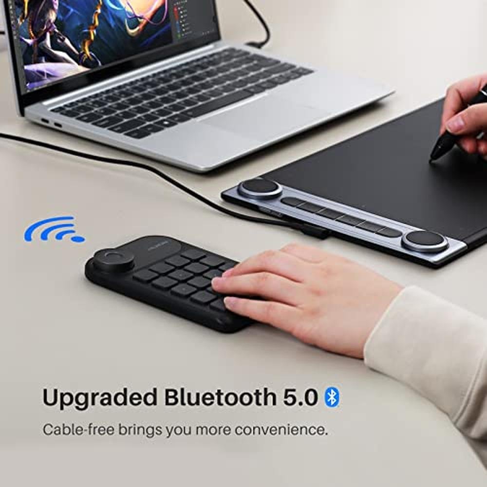 Programmable Mini Keypad HUION Keydial Mini | Bluetooth Programmable Keypad with 5 Dial Keys ...