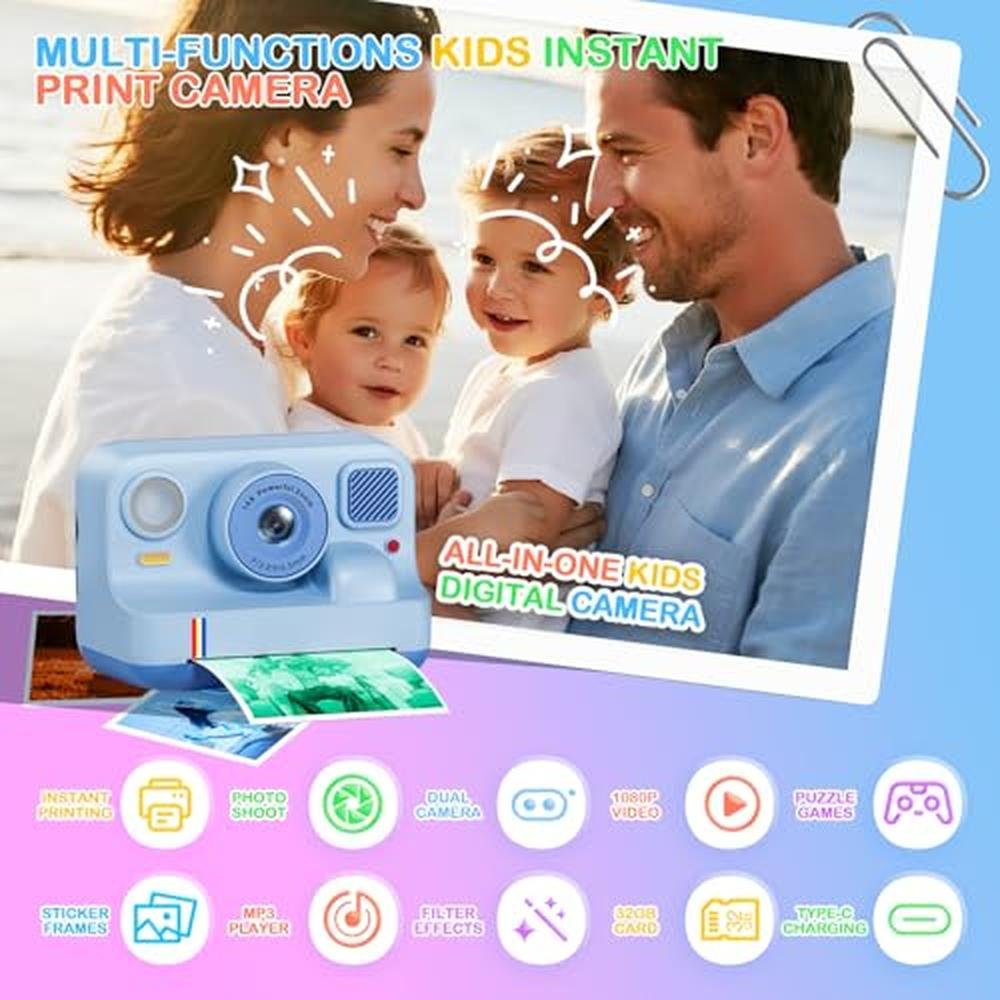 Print Camera | Instant Print Camera for Kids | 1080p Selfie Portable ...