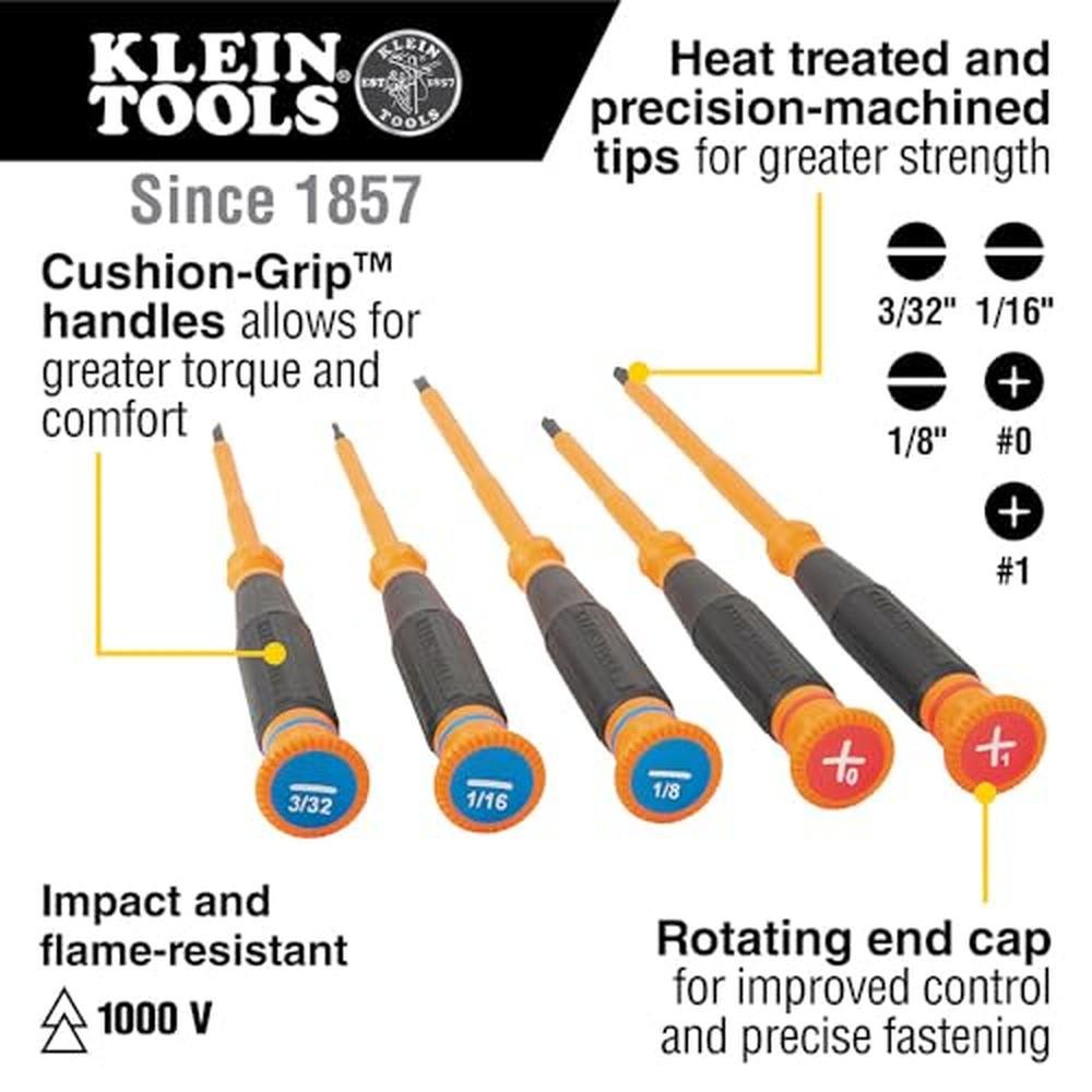 Klein Control Screwdriver Klein Tools | 85615INS Mini Precision Screwdriver Set 1000V Rated ...