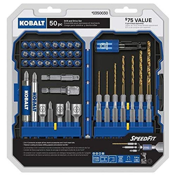 Kobalt 350030 | 50 pc Drill and Driver Set | Premium High-End Toolbox ...