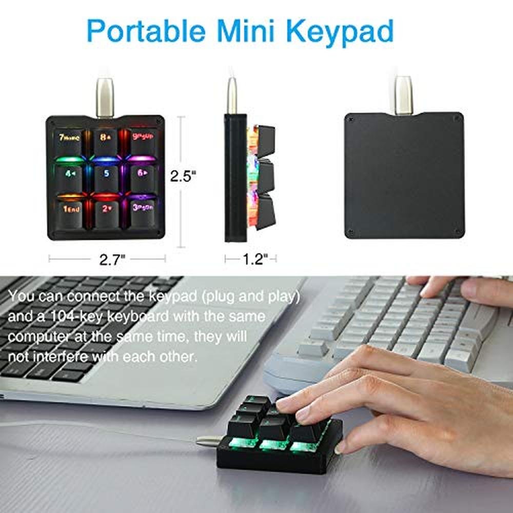 Led One Color Keyboard One Handed Keyboard | Koolertron One Handed Macro Mechanical Keyboard ...