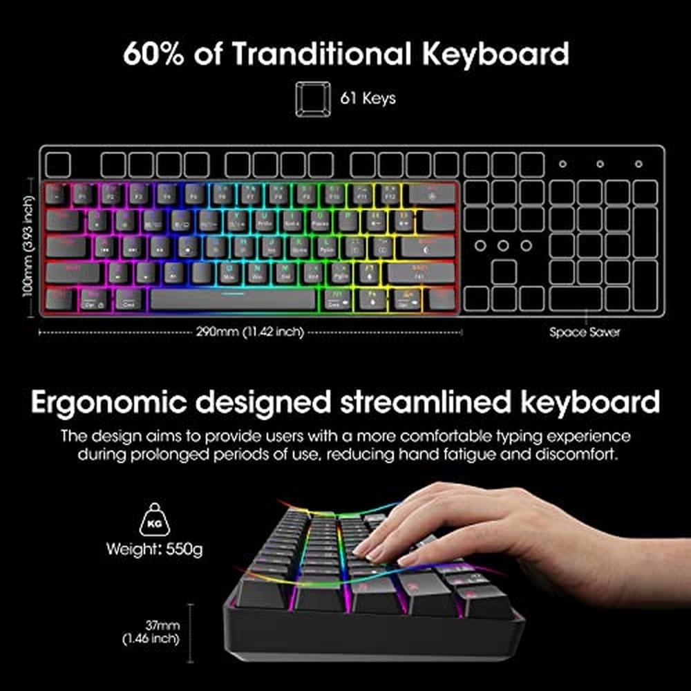 Keyboards Koorui | Koorui 60 Gaming Keyboards 61 Keys Wired Ultra ...