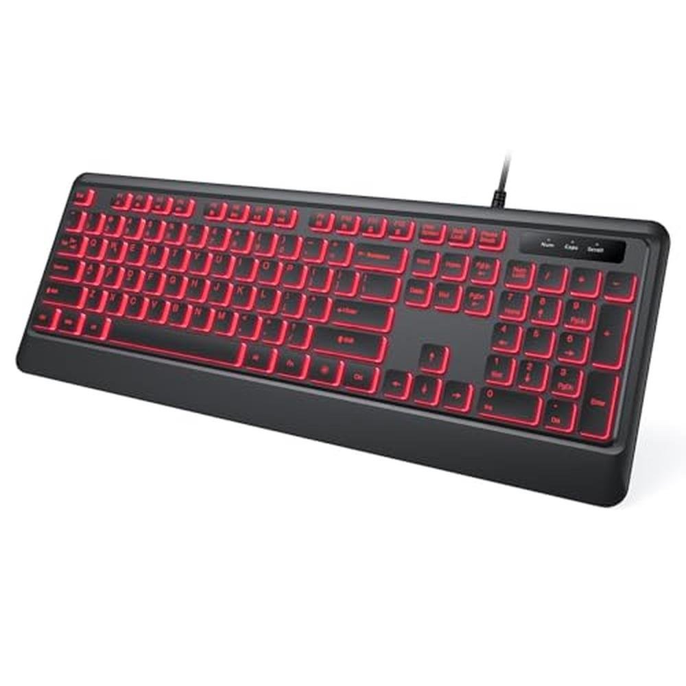 Lighted Computer Keyboard For Partially Sighted KOPJIPPOM Backlit Wired Keyboard | Premium USB Lighted Computer ...