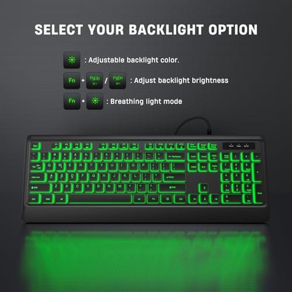 Lighted Computer Keyboard For Partially Sighted KOPJIPPOM Backlit Wired Keyboard | Premium USB Lighted Computer ...
