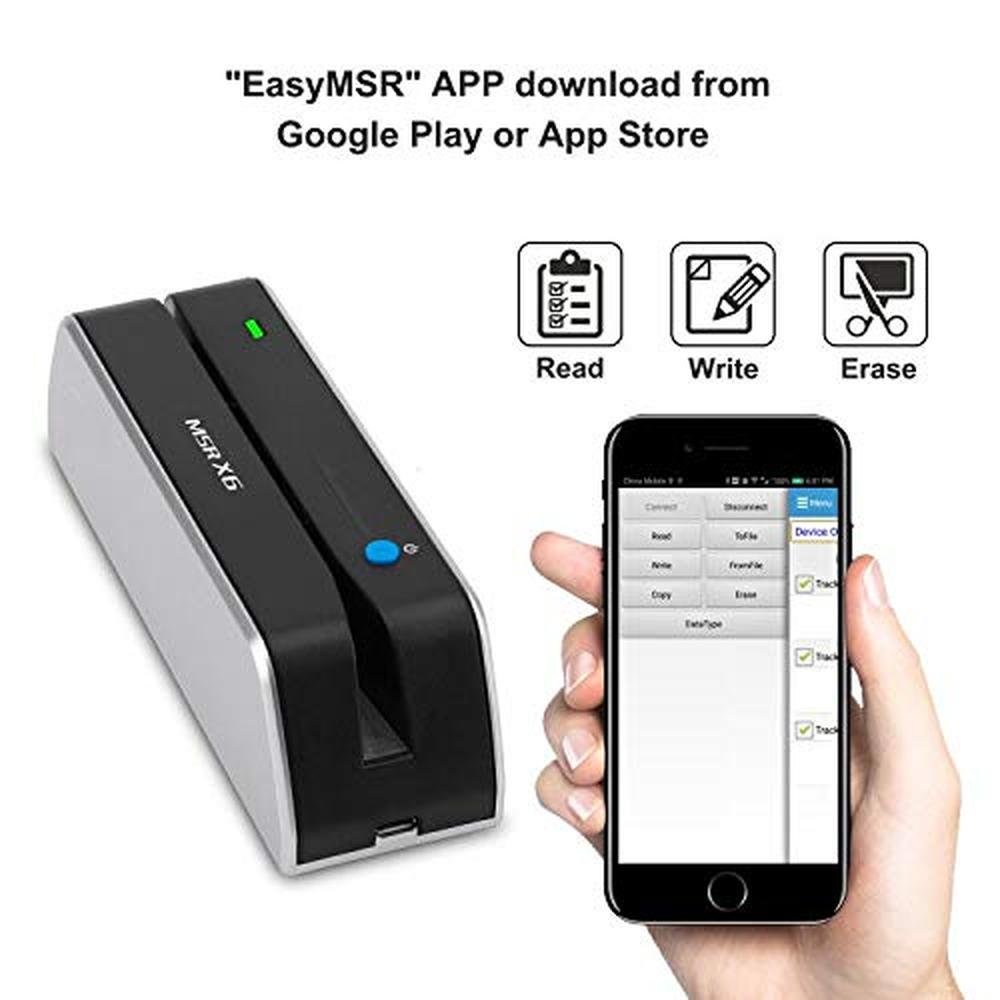 Bluetooth MSR | MSR X6 VIP Card Swiper Reader Writer Encoder | High-End ...