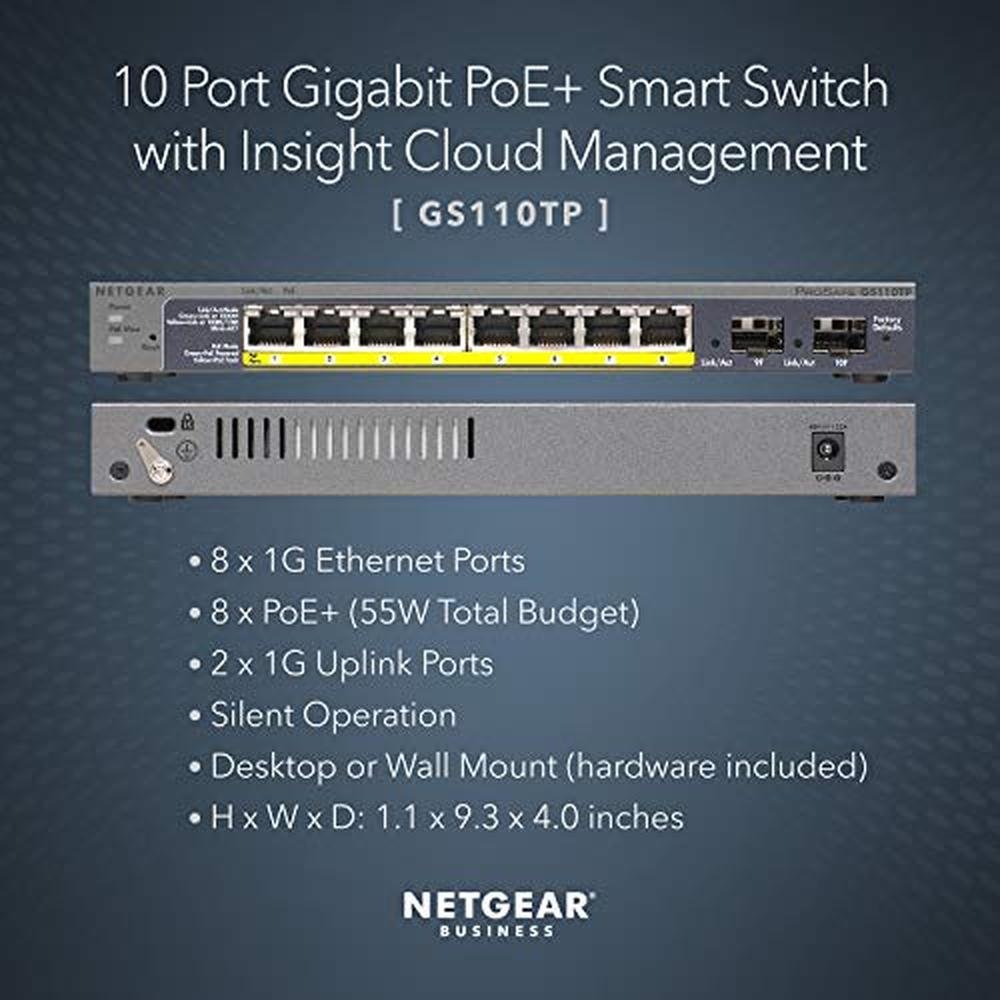 Netgear 10g Router Poe Netgear | Netgear GS110TP Managed Switch 10-Port Gigabit Ethernet ...