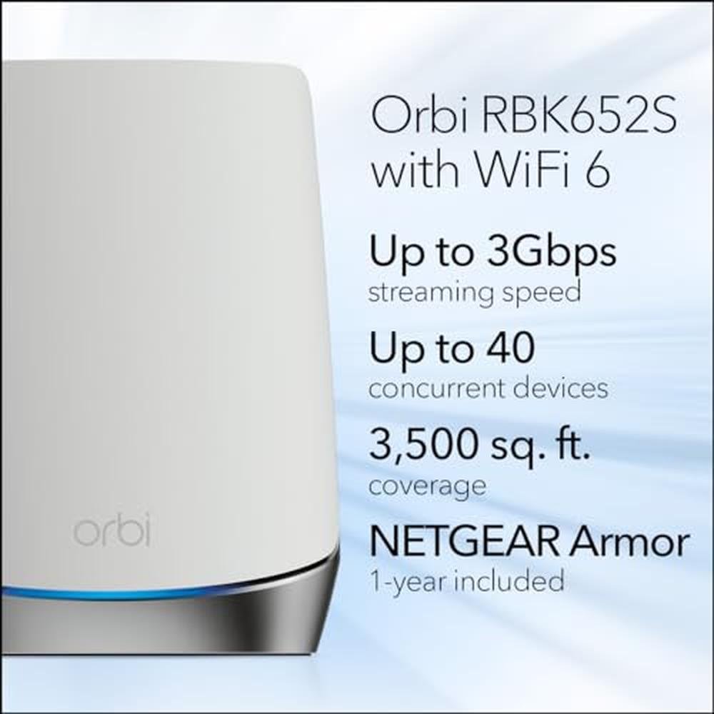 Orbi 65 Router NETGEAR Orbi Whole Home Tri-Band Mesh WiFi 6 System (RBK652S) Router ...