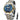 OLEVS Watch Men Silver Stainless Steel Blue and Gold Mens Watches Luminous Waterproof Moon Phase Watches for Men Big Face Chronograph Analog Quartz Wrist Watch for Man Luxury Reloj de Hombre_SilverGoldBlueFace_1