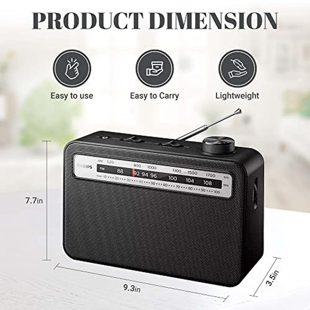 Philips Portable Radio AM/FM with Speaker, AC OR Battery AM FM Powered ...