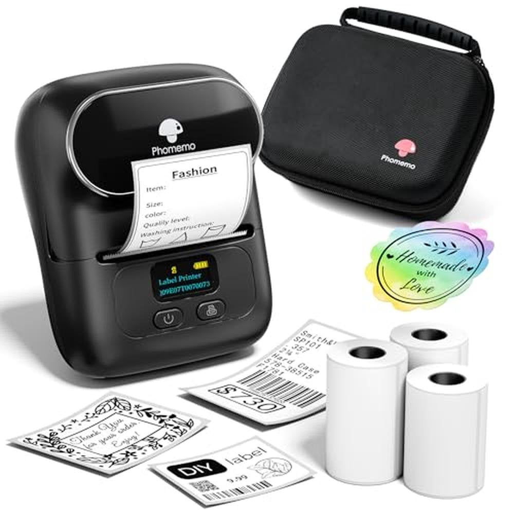 Label Maker Graphics Phomemo Label Maker with 3 Roll Labels and Bag, Barcode Label Printer ...