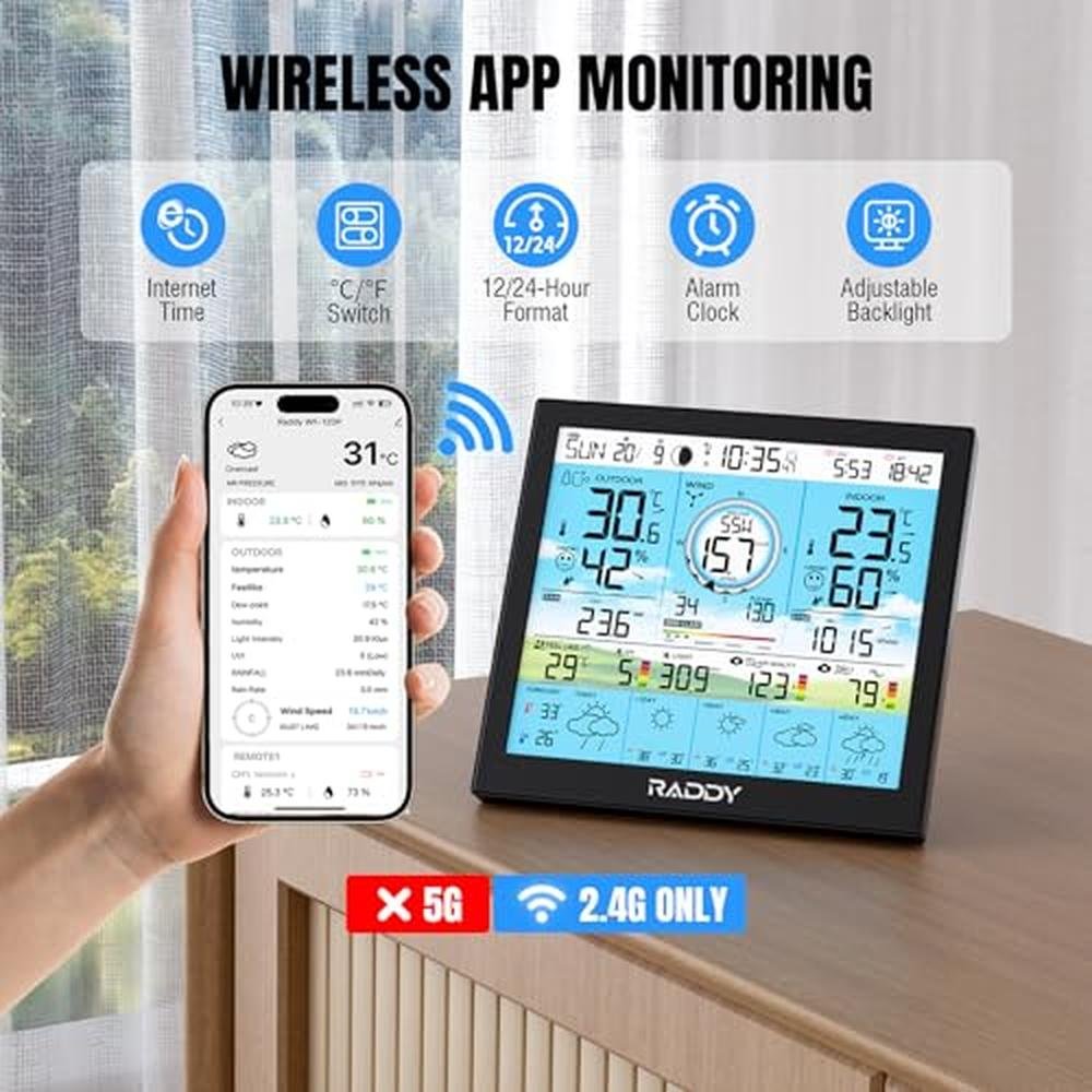 Outdoor Raddy | Raddy WF-120P Professional Wi-Fi Weather Station | 7-in ...