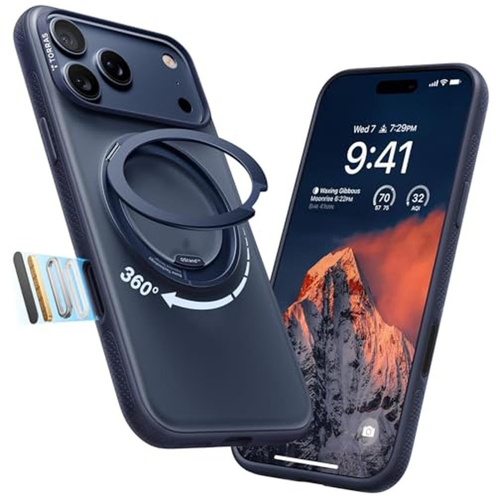 Shockproof Technology TORRAS 360 Case | iPhone 17 Pro Magnetic Durable Stand | 360 Rotating ...