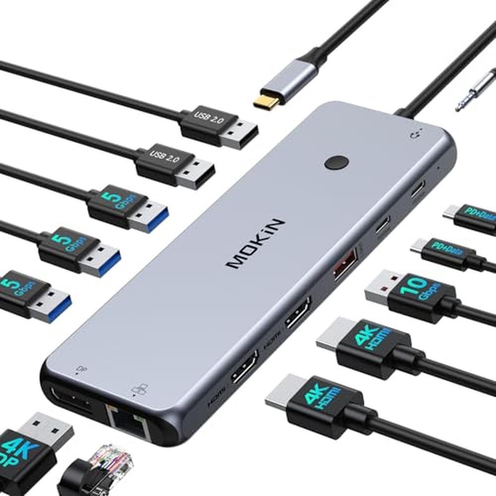 Docking Station | USB C Hub Laptop Dual Monitor Multiport Adapter ...