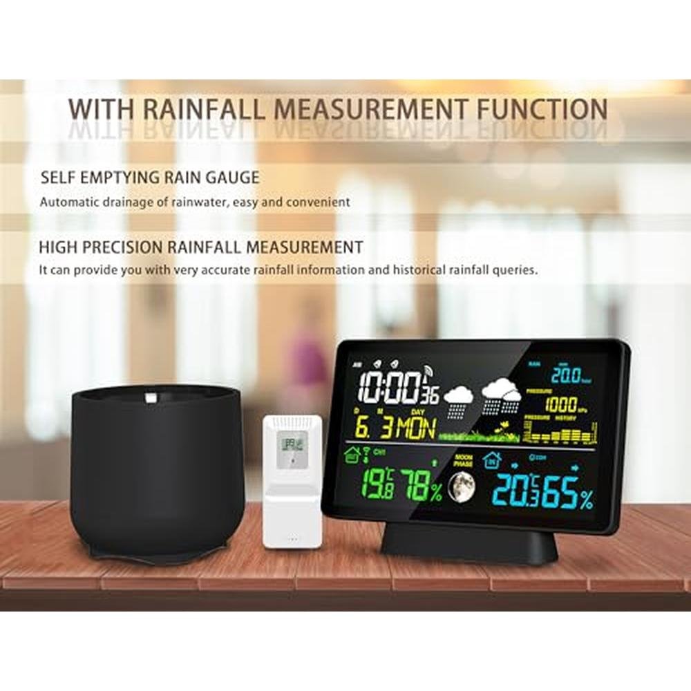 Low Tech Weather Device Wireless Rain Gauge and Weather Station | Digital Outdoor Home Weather ...